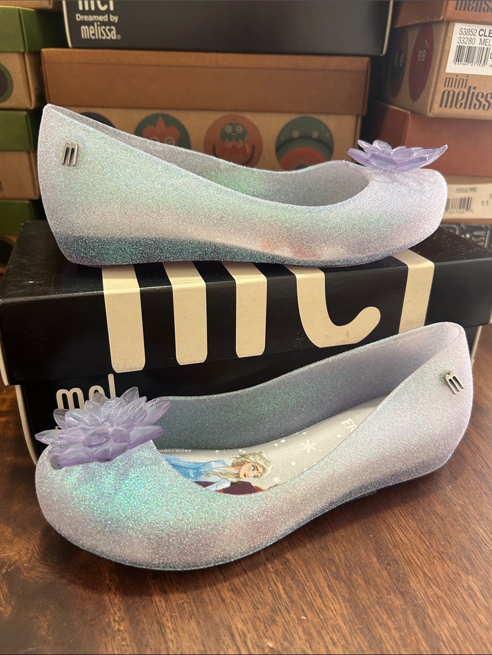 Mini Melissa Glitter Clear Frozen Ballet Flats nwt